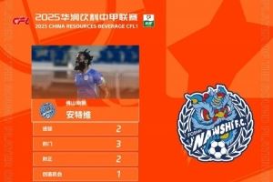 中甲官方：佛山南獅外援安特維梅開二度，獲第16輪最佳球員