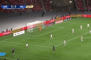 阿森納1-0領(lǐng)先AC米蘭！第52分鐘，基維奧爾助攻 薩卡后點包抄破門
