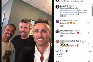 曼聯(lián)球迷淚目！貝爾巴托夫社媒曬照，與卡里克&納尼合影