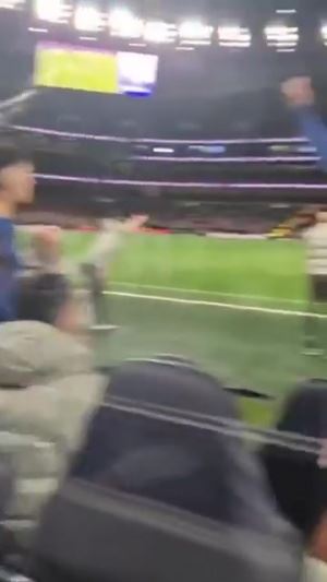 你打我呀??熱刺球迷場(chǎng)邊破口大罵，內(nèi)托替補(bǔ)席滑稽吐舌嘲諷