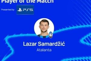 89分鐘絕殺，歐冠官方：薩馬爾季奇當(dāng)選亞特蘭大1-0馬賽最佳球員