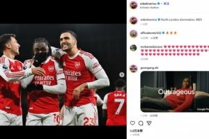 精妙挑傳送助攻！梅里諾社媒曬慶祝照：紅色統(tǒng)治北倫敦！