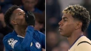 鏡頭藝術(shù)??埃斯特旺一條龍破門后導(dǎo)播秒切，亞馬爾面無表情